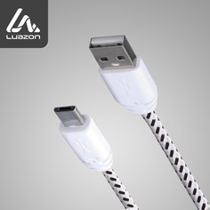 Кабель luazon, microusb - usb, 1 а, 0,9 м, оплетка нейлон, белый