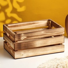 Кашпо - ящик деревянный 30х20х14,5 см обожженный Дарим Красиво