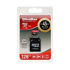 Карта памяти oltramax microsd, 128 гб, sdhc, uhs-1, класс 10, 45 мб/с, с адаптером sd NO Brand