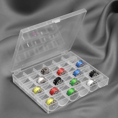 Органайзер для ниток, на 36 шпулек, 14,5 × 12 × 2,5 см, цвет прозрачный Арт Узор