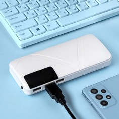 Внешний аккумулятор luazon модель pb-05, 6000 мач, 3хusb, 2 а, дисплей, фонарик, белый