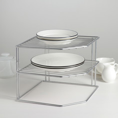 Подставка для посуды, 2 яруса, 25×25×20 см, цвет хром NO Brand