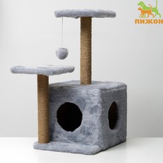 Домик для кошек с когтеточкой, квадратный, 3х-этажный, 45 × 47 × 75 см, серая Пижон