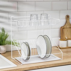 Сушилка для посуды с поддоном, 38×24×37 см, цвет белый NO Brand