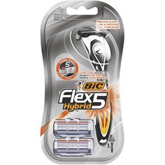 Станок для бритья Bic, Hybrid 5 Flex, для мужчин, 5 лезвий, 2 сменные кассеты, 921385