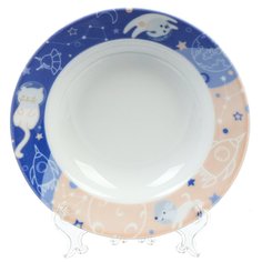 Тарелка суповая, фарфор, 20 см, круглая, Идиллия, Зоокосмикс, Добрушский фарфоровый завод, 2С1038Ф34