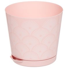 Горшок для цветов пластик, 0.75 л, 12х12х11 см, с прикорневым поливом, розовый сад, InGreen, Easy Grow, ING47012РС