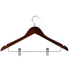 Вешалка-плечики для одежды, 44.5 см, дерево, с зажимами, коричневая, FGL44YJBJ