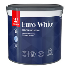 Краски для стен и потолков краска акриловая TIKKURILA Euro White для потолка 2,7л белая, арт.700009609