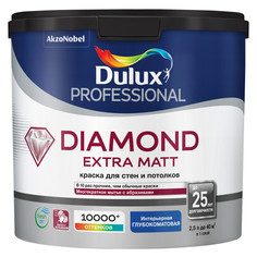 Краски для стен и потолков краска в/д DULUX Trade Diamond Extra matt база BС для стен и потолков 2,25л бесцветная, арт.5273958