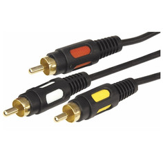 Кабели кабель 3RCA-3RCA REXANT 17-0212 1,5м черный