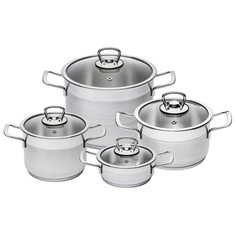 Кастрюли и ковши в наборах набор посуды КАТЮША София 8 предм. 1,4/1,8/3,2/4,5л 14/16/18/20см индукция нерж.сталь, стекло