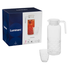 Наборы для безалкогольных напитков набор питьевой LUMINARC Cheqs 7 предметов: кувшин 1,3л + 6 стаканов 310мл стекло