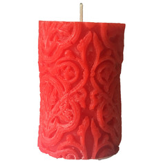 Свечи-столбики, фигурные свеча-столбик Барокко 10х6см красная 24ч/г без аромата