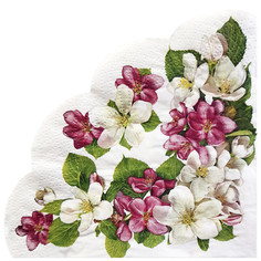 Салфетки с дизайном салфетки BOUQUET Rondo Яблоневый цветок 3 слойные 32см 12шт круглые