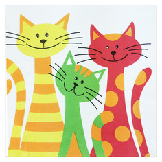 Салфетки с дизайном салфетки BOQUET Декоративные коты 3-слойные 33х33см 20шт Bouquet
