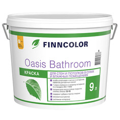 Краски для стен и потолков краска акриловая FINNCOLOR Oasis Bathroom для стен и потолков база A 9л белая, арт.700009649