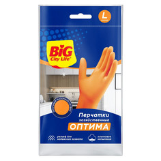 Перчатки многоразовые перчатки BIG CITY LIFE Оптима латексные хозяйственные размер L