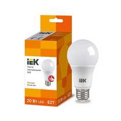 Лампочка Лампа светодиодная IEK E27 20W 3000K матовая LLE-A60-20-230-30-E27