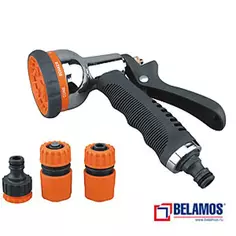 Набор для полива Belamos 8 режимов пистолет-разбрызгиватель с комплектом соединителей