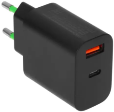 Зарядное устройство сетевое ORIENT PU-C20W (bl) с функцией быстрой зарядки, 20Вт, Quick Charge 3.0+Power Delivery, выходы: USB-A + Type-C, DC 5/9/12/1