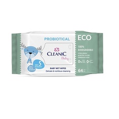 Салфетки для тела CLEANIC Влажные салфетки детские 0+ ECO BABY PROBIOTICAL 64