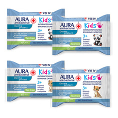 Салфетки для тела AURA ANTIBACTERIAL KIDS Влажные салфетки детские 60