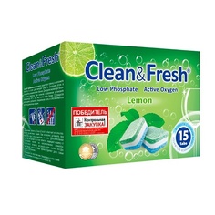 Средства для мытья посуды CLEANANDFRESH Таблетки для посудомоечной машины 15