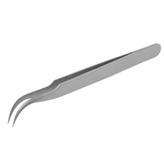 Пинцет KAIZER PRO Изогнутый пинцет для снятия ресниц САТИН НИКЕЛЬ