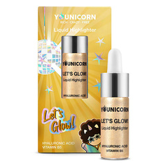 Хайлайтеры YOUNICORN Жидкий голографический хайлайтер для лица LETS GLOW! с гиалуроновой кислотой