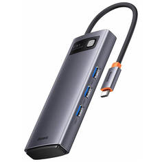 USB-разветвитель Baseus Metal Gleam Series 6 в 1 Type-C HUB, серый (WKWG030213)