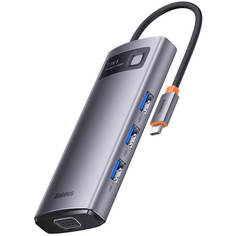 USB-разветвитель Baseus Metal Gleam Series 7 в 1 Type-C HUB Docking Station, серый (WKWG040013)