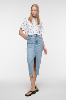 блузка женская Блузка-рубашка вискозная укороченная с принтом Befree