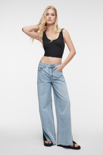 брюки джинсовые женские Джинсы широкие с низкой посадкой и открытыми срезами Befree