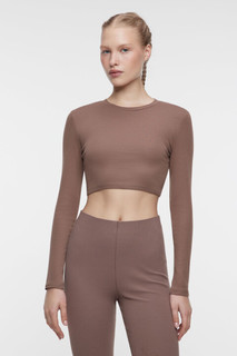 джемпер женский Лонгслив хлопковый укороченный в базовых цветах Befree