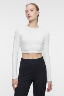 джемпер женский Лонгслив хлопковый укороченный в базовых цветах Befree