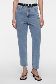 брюки джинсовые с ремнем женские Джинсы mom-fit укороченные с бархатным ремнем Befree