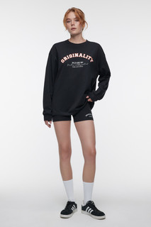 Лонгслив прямой хлопковый с принтом-надписью Befree