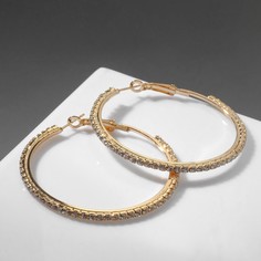 Серьги-кольца princess дорожка, цвет белый в золоте, d=4,5 см Queen Fair