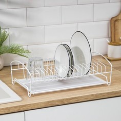 Сушилка для посуды с поддоном, 39×25×12 см, цвет белый NO Brand