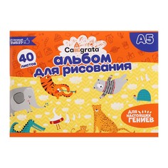 Альбом для рисования а5, 40 листов на скрепке calligrata, обложка мелованная бумага 120 г/м², внутренний блок офсет 100 г/м²