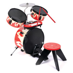 Музыкальные инструменты Музыкальный инструмент Hape Барабанная установка со стульчиком и пианино диджея