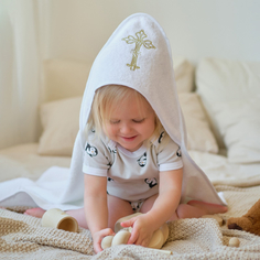 Крестильная одежда Крошка Я Полотенце крестильное с вышивкой 75х75 см