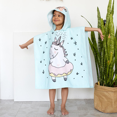 Полотенца Крошка Я Полотенце-пончо детское махровое Единорог 120х60 см