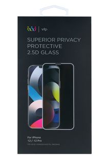 Стекло 2.5D защитное VLP Privacy для iPhone 12/12 Pro, черная рамка