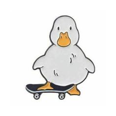 Металлический значок Krumpy Socks Гусь со скейтом