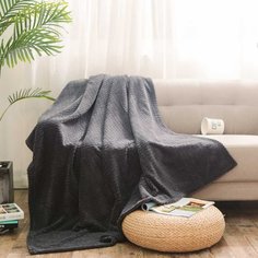 Плед 2-спальный, 180х200 см, велсофт, 100% полиэстер, Cleo, Роял плюш, темно-серый, 180/008-RP