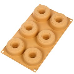 Форма для запекания силикон, 30х17.5х3 см, для пончиков, 6 ячеек, BY Collection, Донатс, 856-148