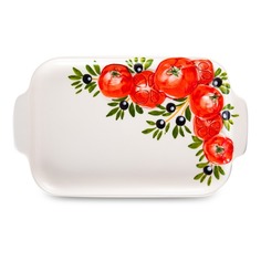 Блюдо прямоугольное с ручками Edelweiss Томаты и Оливки, 16х26 см