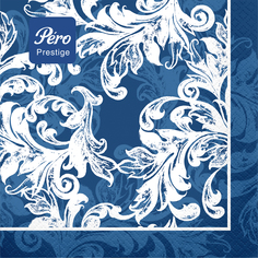 Салфетки бумажные Pero Prestige 3-слойные Муар синий 33х33см 20шт ПЕРО